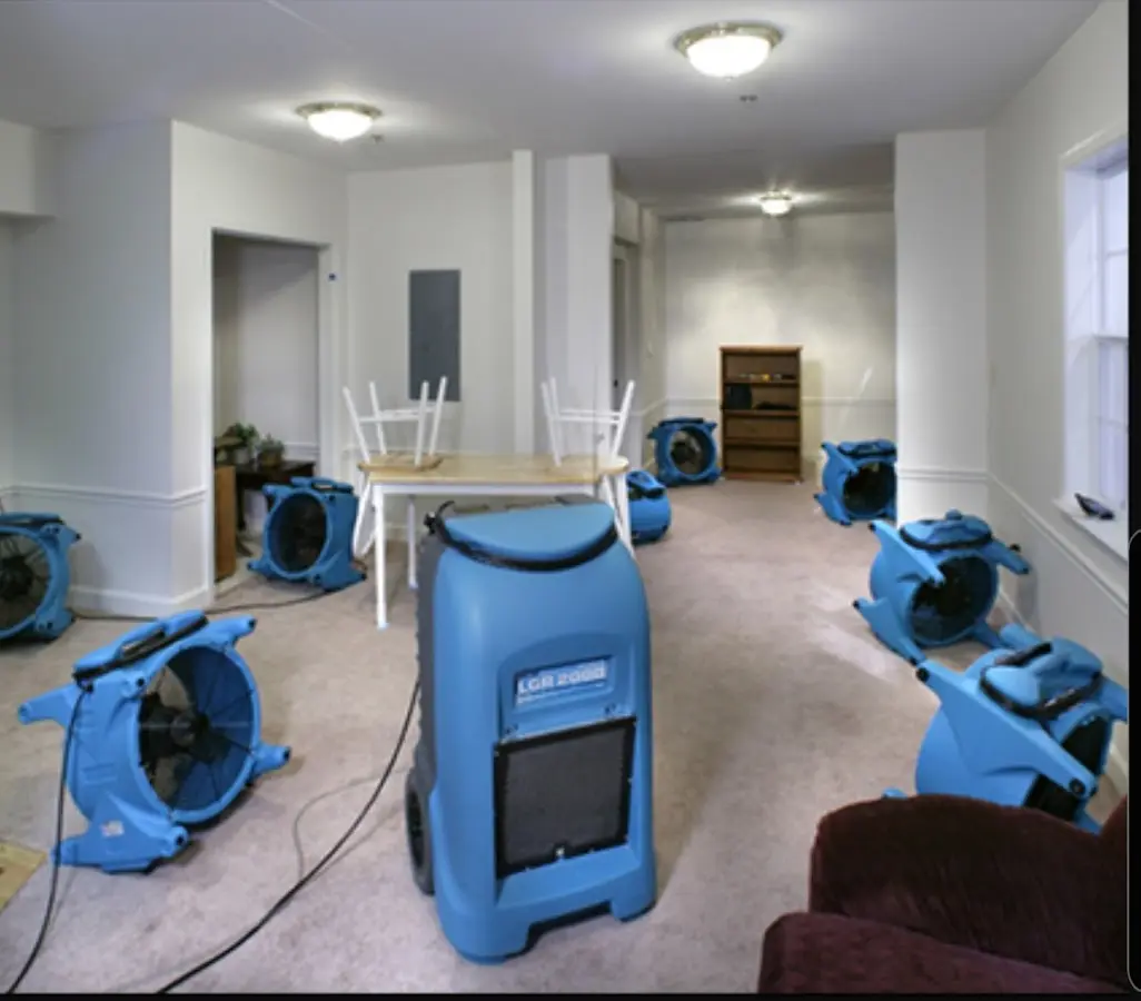 Air movers and dehumidifier setup for Water Extraction & Removal in New Haven